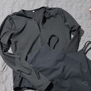 Black Long Sleeve Top and Cropped Tank